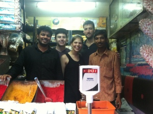 Cameron, Brendan and I posing with Syed at the essential oil stall